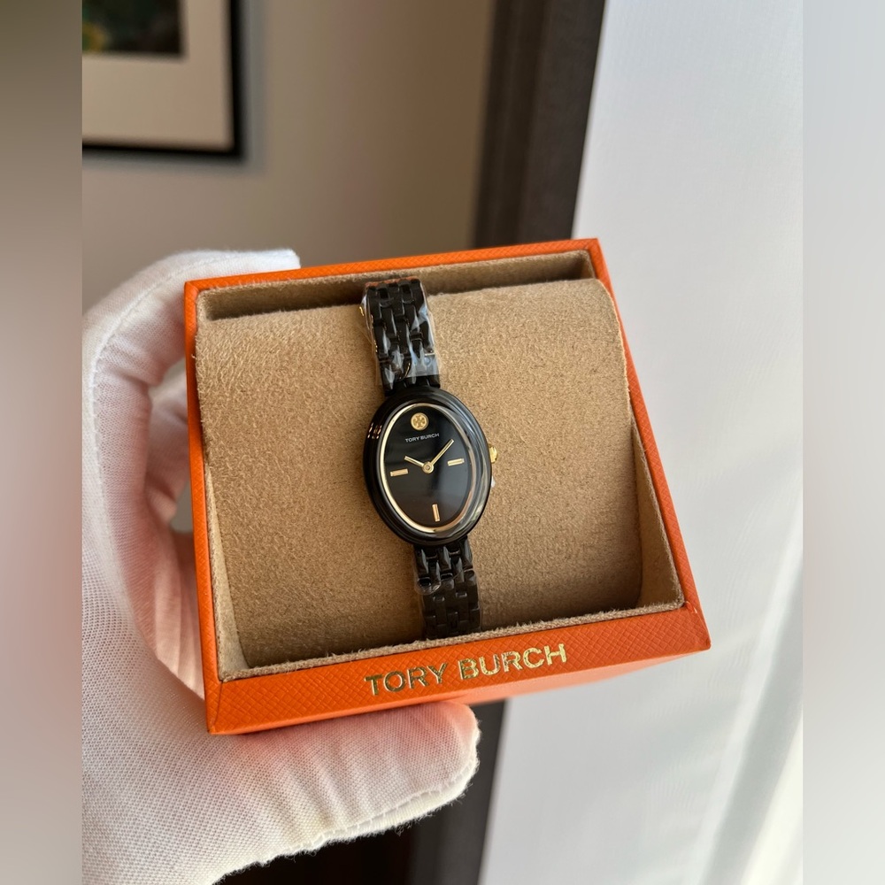 **Rare** Tory Burch The Oval Black Analogue Watch